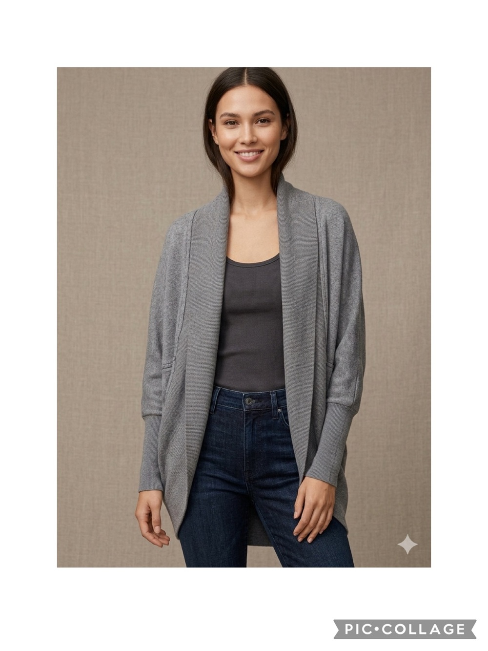 Aritzia Wilfred Dark Gary Diderot Cocoon Cardigan